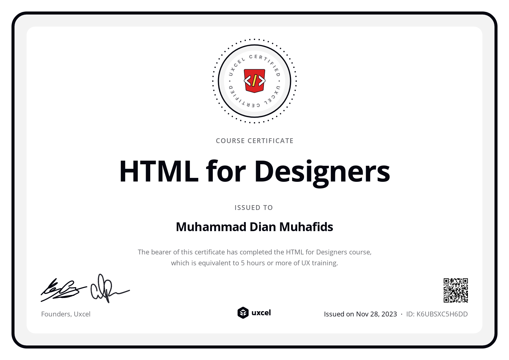Muhammad Dian Muhafids's certificate